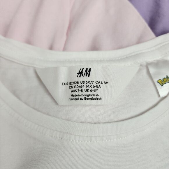 H&M Girls Pokemon Pikachu & Jigglypuff Blue & Pink T-shirt Set of 2 NEW - Picture 7 of 8